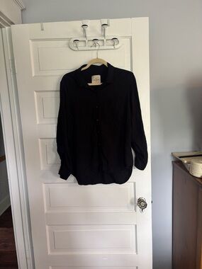 Casa Cabana Black Button-Up Collared Blouse